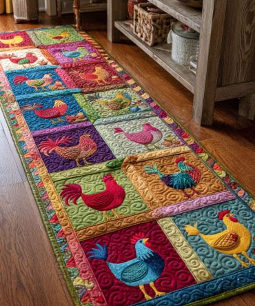 Cheerful Chicks Runner Rug — Bright Farmhouse Kitchen & Entryway Runner, Low-Profile, Non-Slip, Machine Washable Accent Rug
