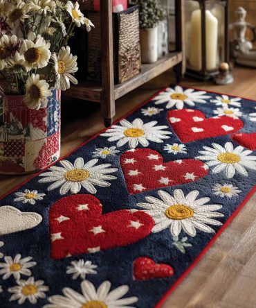 Classic Daisy Runner Rug — Timeless Floral Hallway Accent, Soft Low-Pile Carpet For Entryways, Kitchens & Staircases
