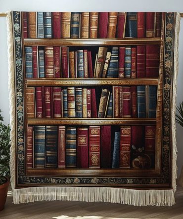 Classic Leatherbound Collection Library Throw - Vintage Woven Blanket For Couch, Elegant Bookish Home Accent, Soft & Durable