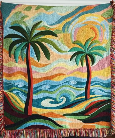 Coastal Haven Nautical Woven Throw — Stylish Decorative Sofa Blanket For Beach Cottage, Lightweight Cozy Couch Accent