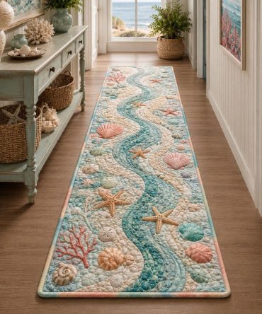 Coastal Serenity Hallway Runner Rug — Neutral Beach-Inspired Runner For Entryway & Stairs, Soft Durable Pile, Easy-Clean For High Traffic Areas