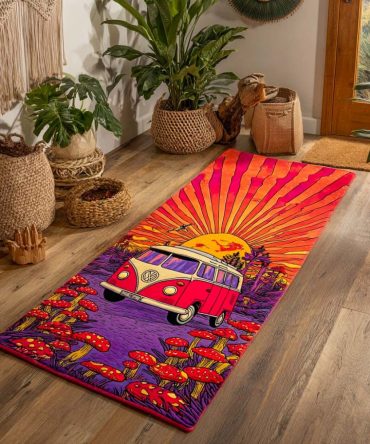 Cosmic Cruise Coastal Runner Rug — Space-Inspired Hallway Runner Rug, Durable Low-Profile Non-Slip Carpet For Entryway & Staircase