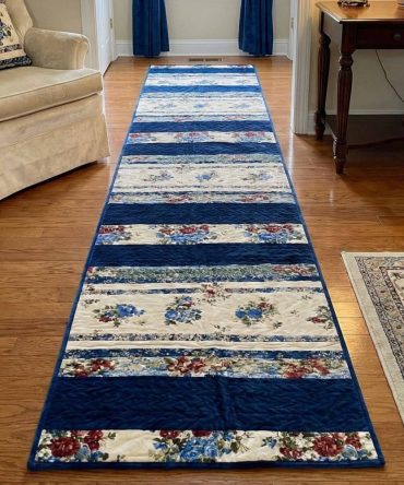Cottage Lane Runner Rug - Charming Floral & Stripe Hallway Runner, Low-Pile Durable Weave, Slip-Resistant Backing & Easy Maintenance