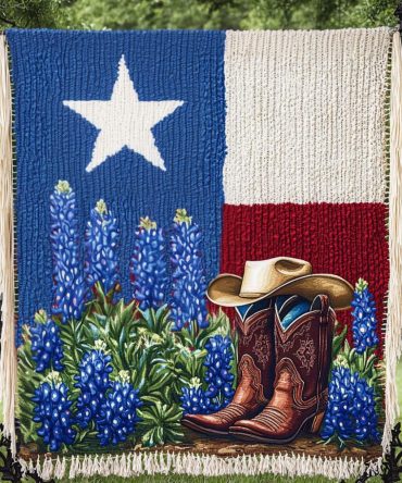 Cowboy Charm Woven Throw Blanket - Western Rodeo Sofa Blanket, Rustic Cowboy Boots & Stars Design, Cozy Ranch Decor For Living Room