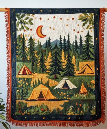 Cozy Campsite Under The Stars Woven Throw Blanket - Stargazing Scene, Soft Durable Weave, Portable For Camping & Movie Nights Indoors