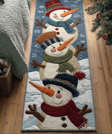 Cozy Snow Parade Runner Rug — Adorable Winter Characters, Easy-Care Washable Holiday Accent With Anti-Skid Backing For Home