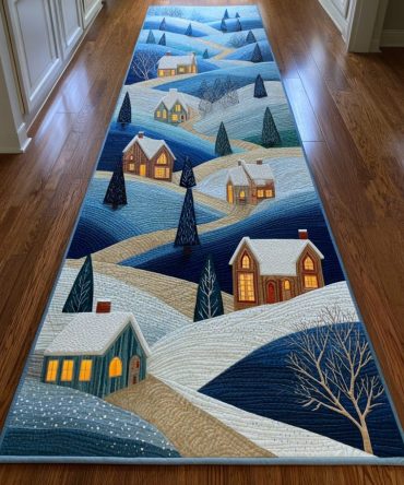 Cozy Village Hallway Runner Rug - Rustic Cottage-Style Runner For Entryway, Kitchen & Country Decor