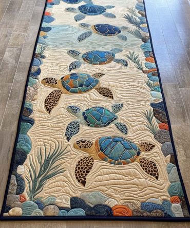 Coastal Deep-Sea Hallway Runner Rug — Navy Ocean-Inspired Low-Pile Entryway Carpet, Durable Fade-Resistant & Non-Slip
