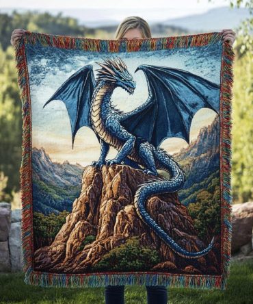 Dragon Fury Statement Throw — Bold Woven Blanket For Living Room & Bedroom , Soft Yet Durable, Machine Washable Accent Piece
