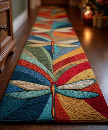 Dragonfly Dream Runner Rug — Elegant Nature-Inspired Hallway & Entryway Runner, Soft Pile, Non-Slip Backing, Fade-Resistant