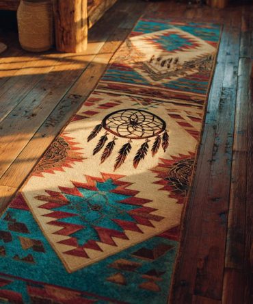 Dreamcatcher Trail Runner Rug — Boho Dreamcatcher Hallway Runner With Earthy Tones, Durable Low-Pile & Non-Slip Backing For Stylish Entryways