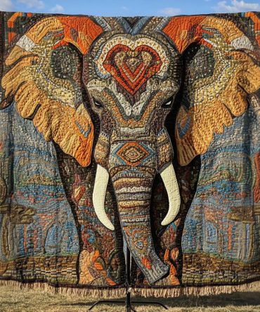 Elephant Safari Woven Throw Blanket - Safari Animal Print Sofa Blanket, Soft Cozy Couch Throw For Living Room & Nursery Decor