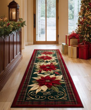 Evergreen Way Holiday Runner Rug — Festive Green Hallway & Entry Aisle Runner, Seasonal Decorative Accent For Christmas & Winter