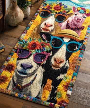 Farmhouse Animal Runner Rug - Charming Farm Companions Hallway & Kitchen Runner , Durable, Non-Slip, Easy-Care Accent Rug