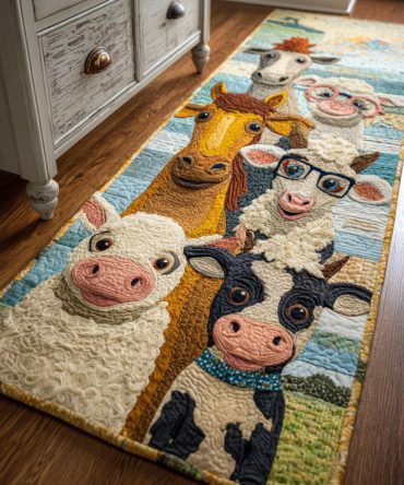 Farm Friends Runner Rug — Cozy Country Kitchen & Hallway Runner, Non-Slip Backing, Durable Low-Profile, Machine Washable Accent Mat