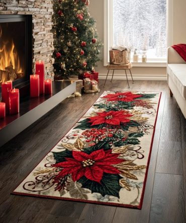 Festive Walk Holiday Runner Rug — Bright Christmas Hallway Accent, Machine-Washable & Non-Slip For Entryway, Kitchen, Stairs