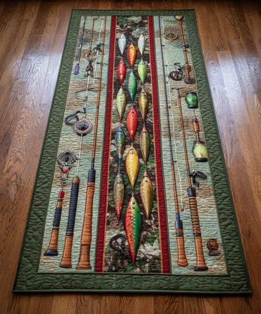 Countryside Fishing Trail Runner Rug - Rustic Trout & River Design, Non-Slip Hallway Runner For Mudroom & Cabin, Machine-Washable
