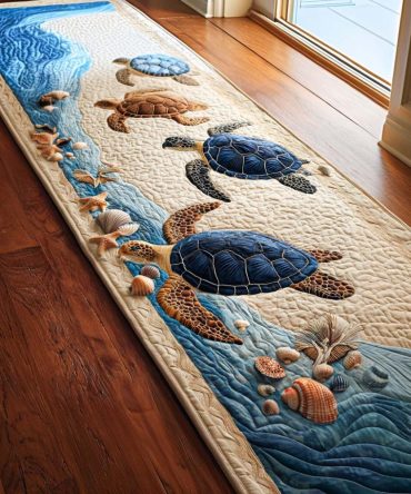 Floating Shell Runner Rug — Delicate Coastal Shell Pattern Hallway Carpet, Lightweight Low-Pile Runner For Seaside Styling