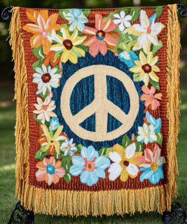 Floral Peace Botanical Woven Throw Blanket — Elegant Flower Pattern For Sofa & Bed, Soft Decorative Home Accent