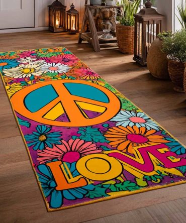 Flower Love Romantic Floral Runner Rug — Delicate Bloom Hallway Carpet, Low-Pile Durable Runner For Classic, Cottage & Feminine Spaces