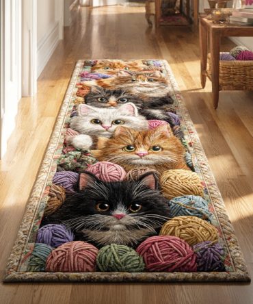 Plush Fluffy Cat Runner Rug – Ultra-Soft Hallway Mat For Cat Lovers, Machine-Washable, Non-Slip Backing, Cozy Accent For Nursery & Entry