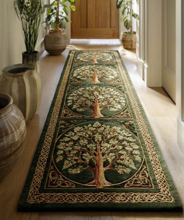Forest Harmony Runner Rug — Nature-Inspired Green Hallway Carpet With Leaf Motif, Soft Pile, Non-Slip Backing, Easy Clean