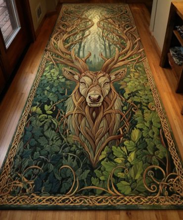 Forest Sentinel Decorative Runner Rug — Majestic Pine & Wildlife Hallway Runner, Durable Low-Profile Rug With Grip Backing