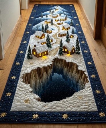 Frost Lane Winter Runner Rug - Frosted Snowflake Hallway Carpet, Soft Low-Profile Runner With Non-Slip Backing For Entry