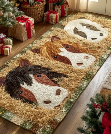 Funny Stable Friends Horse Runner Rug – Whimsical Equestrian Hallway Runner, Low-Pile Durable Fiber, Stain-Resistant & Non-Slip For Farmhouse Homes