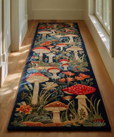 Garden Mushroom Runner Rug — Fresh Cottagecore Hallway Runner, Durable Low-Pile Accent Rug For Entryways & Kitchen Aisles