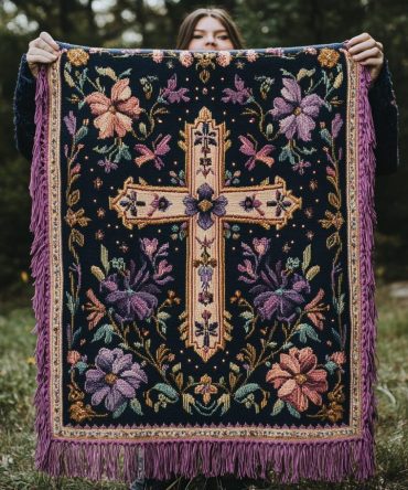 Garden Of Grace Floral Woven Throw — Elegant Decorative Sofa Blanket With Botanical Motif, Soft Cozy Home Accent