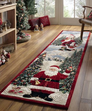 Gift Bringer Christmas Runner Rug — Decorative Holiday Hallway Runner With Non-Slip Backing, Durable Polyester, Easy Maintenance