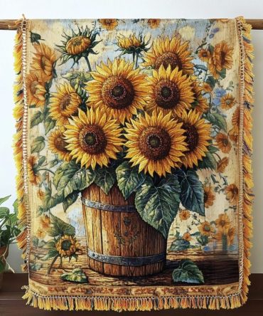 Golden Bloom Luxe Woven Throw — Elegant Sofa Blanket For Living Room, Chic Decorative Accent & Premium Gift Choice