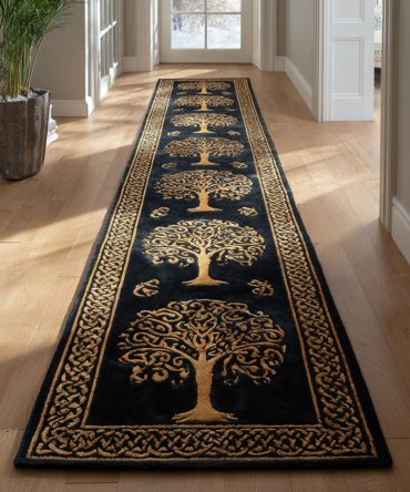 Golden Forest Luxury Runner Rug - Nature-Inspired Hallway Carpet, Plush Durable Fiber, Stain-Resistant & Non-Slip For Entryways
