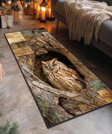 Golden Nest Runner Rug — Cozy Neutral Hallway Carpet With Bird Nest Motif, Durable Non‑Slip Runner For Entryway & Living Areas