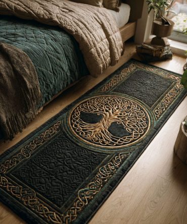 Golden Roots Organic-Style Runner Rug — Warm Gold & Earth Motif Hallway Carpet, Low-Pile Durable Runner For Timeless Home Styling