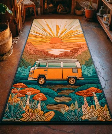 Golden Voyage Luxe Runner Rug — Elegant Gold-Tone Hallway Runner, Geometric Accent Rug With Anti-Skid Low-Pile Finish