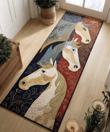 Goofy Gallop Joy Horse Runner Rug - Whimsical Galloping Pony Print, Stain-Resistant Low-Pile Runner With Non-Slip Backing For Kids Areas