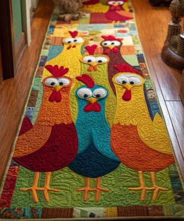 Happy Hens Kitchen Runner Rug — Cheerful Farmhouse Hallway Runner, Durable Indoor Mat, Non-Slip Backing, Machine-Wash Friendly