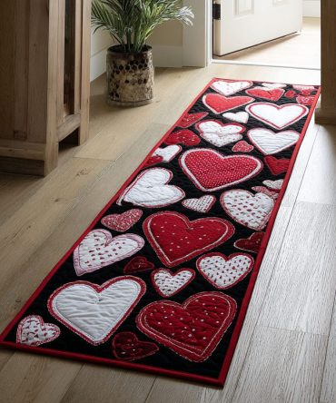 Heart Harmony Runner Rug — Romantic Floral Hallway Carpet, Muted Tones Runner For Cozy Entryways, Stain-Resistant Durable Design, Shop Now