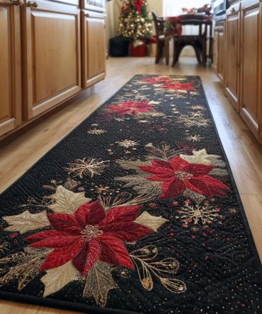 Heart Of Winter Decorative Runner Rug — Romantic Snow Heart Design, Plush Hallway Carpet, Stain-Resistant & Easy Care