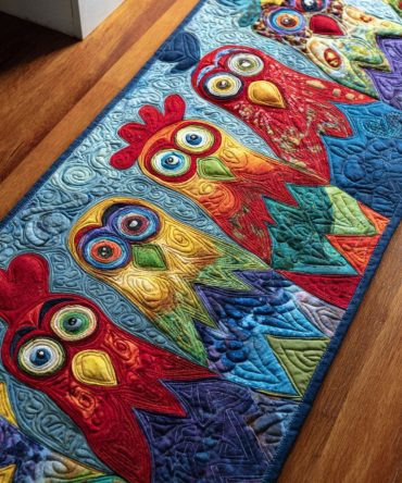 Hen Party Farmhouse Runner Rug — Festive Kitchen & Hallway Runner, Non-Slip Durable Mat, Easy-Care Washable Country Decor