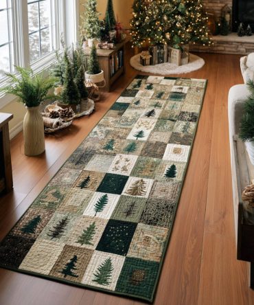 Hidden Grove Nature Runner Rug — Botanical Hallway Runner With Subtle Woodland Pattern, Non-Skid Backing, Durable Polyester