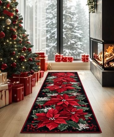 Holiday Lane Festive Runner Rug — Classic Christmas Corridor Carpet With Warm Seasonal Motifs, Durable Non-Slip Accent For Homes