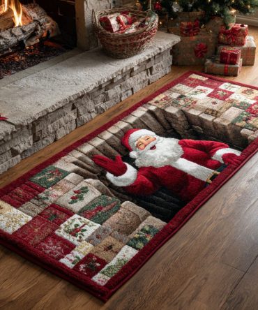 Hollow Santa Claus Festive Runner Rug — Cheerful Holiday Hallway Carpet With Santa Motif, Durable Non-Slip Accent For Entryways & Stairs