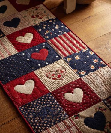 Homebound Hearts Runner Rug For Hallway - Cozy Heart Motif Entryway Accent, Durable Low-Pile, Machine-Washable & Slip-Resistant