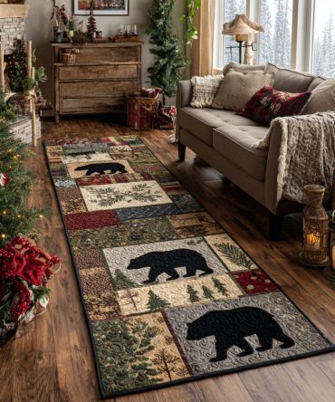 Hunter Spirit Lodge Runner Rug — Camouflage-Inspired Hallway Runner, Durable Polyester, Non-Skid Backing For Rustic Homes
