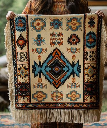 Indigenous Soul Woven Sofa Throw - Heritage-Inspired Patterned Blanket, Cultural Accent Throw For Bohemian Living Room Decor