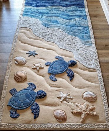 Tropical Coastal Runner Rug For Hallway & Entry – Low-Pile Soft Fiber, Fade-Resistant Design, Non-Slip Backing, Perfect For Beachy Decor