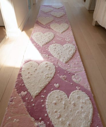 Ivory Heart Pattern Runner Rug — Neutral Valentine & Wedding Aisle Runner For Elegant Hallways, Subtle Decorative Accent, Easy Care